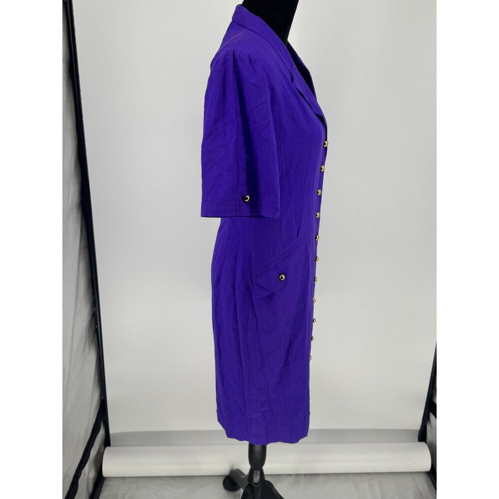 Vintage 80s Argenti Boutique Womens Size 10 Purple 100% Silk Dress Shoulder Pads - Picture 3 of 8